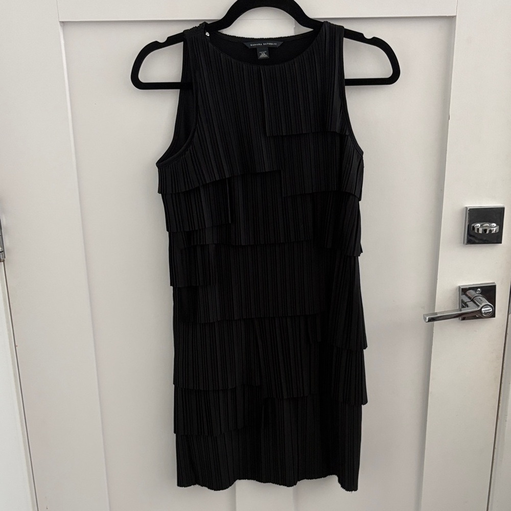 Banana Republic Black Sleeveless Tiered Mini Dress - Picture 2 of 3